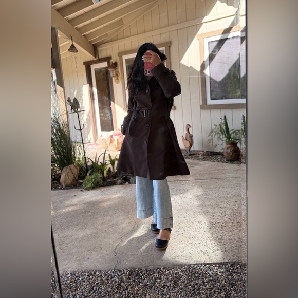 Belted Ralph Lauren Sz L Brown Polished Satiny Corduroy Trim Coat Jacket - Picture 2 of 12